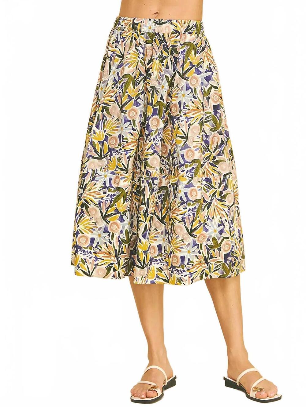 NEW PINCH women's floral print a-line skirt in purple multi